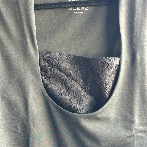 REORIA Black Scoop Neck Bodysuits For Women Fashion Cap Sleeve Double Lined 2XL - Picture 4 of 9